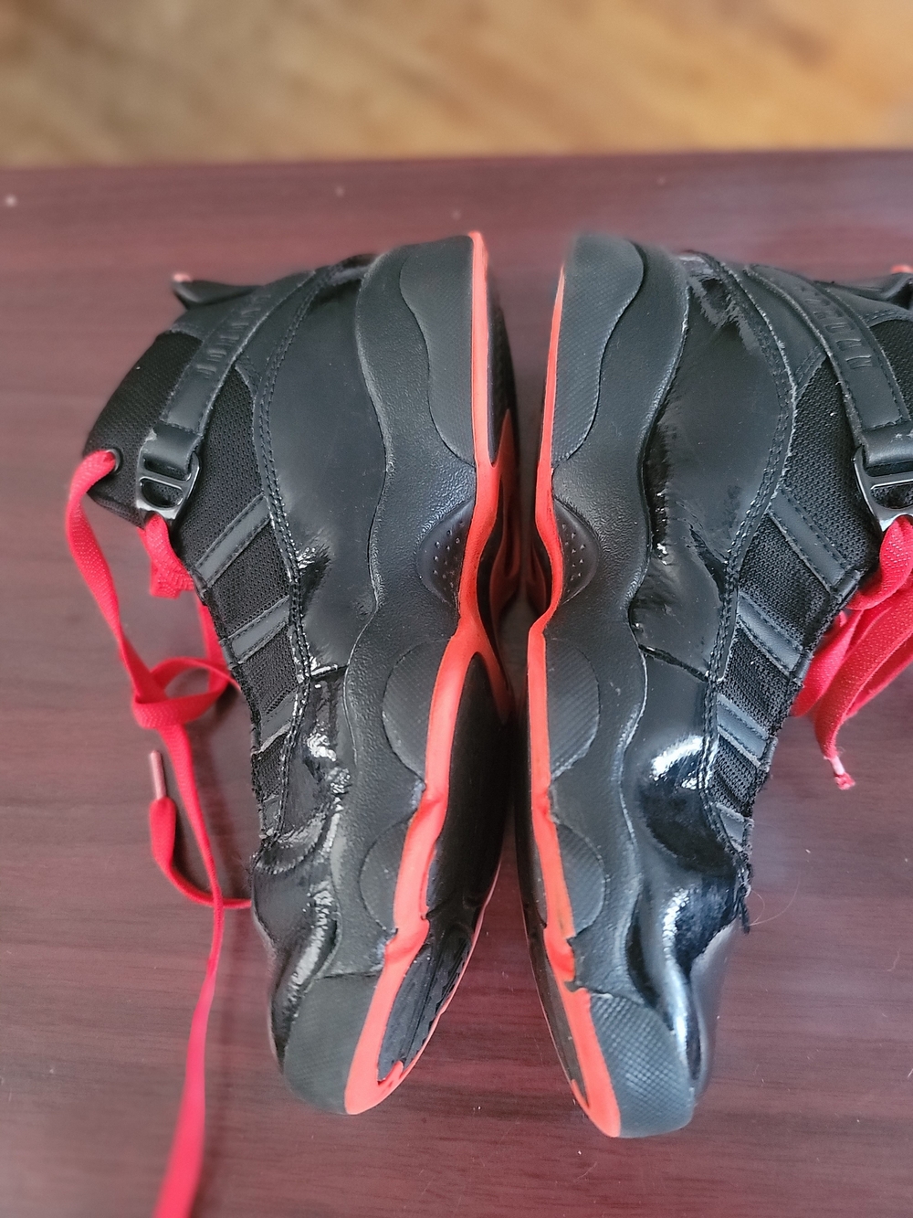 Jordan 6 Rings Kids  Black Sneakers with Red Accents